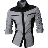 Jeansian Men's Casual Dress Shirts Desinger Stylish Long Sleeve Mart Lion Z018-Gray US M(170-175cm)70kg China