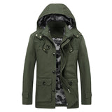 Men's Jacket Workwear Coat Cotton Washed Jacket Multi-Pocket Water Wash Coat Youth Casual Trench Slim Fit Clothes Mart Lion Green M 