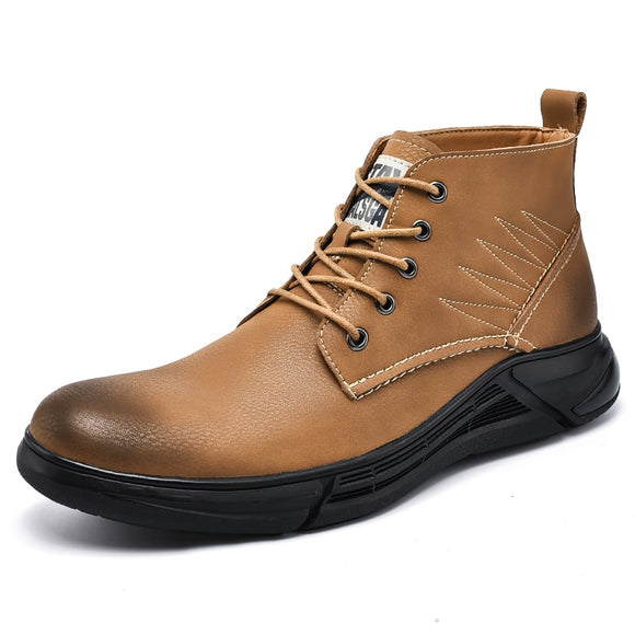 Misalwa Men's Waterproof Leather Boots Military Quick Dry Outdoor Round Toe Shoes Fall Mart Lion   
