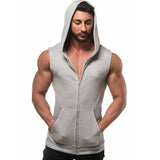 Cotton Sweatshirts fitness clothes bodybuilding Muscle workout tank top Men's Sleeveless sporting Shirt Casual Hoodie Mart Lion Gray M China|No
