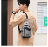 Fengdong male small chest bag mini crossbody bags men travel bagpack one shoulder sport with earphone jack boy phone Mart Lion - Mart Lion