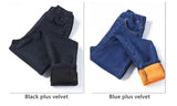 Women Velvet Thick Elastic High Waist Skinny Jeans Classic Blue Black Stretch Fabric Denim Pants Mom  Mart Lion