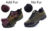 Unisex Leather Hiking Shoes Men's Winter Warm Fur Non Slip Sneakers Women Suede Outdoor Footwear Boy Summer Waterproof Mart Lion   