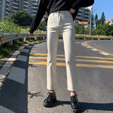 Women's High Waist Stretch White Jeans Vintage Straight Wide Leg Nine Points Denim Pants Female Mart Lion apricot Asia 25 China