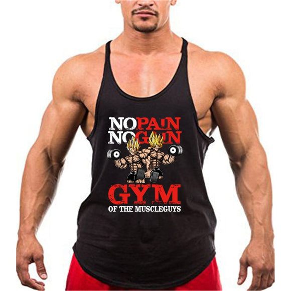  Bodybuilding Stringer Tank Tops Men's Anime funny summer Clothing No Pain No Gain vest Fitness clothing Cotton gym singlets Mart Lion - Mart Lion