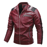 man's Vintage Motorcycle Jacket Biker Leather Male Embroidery Bomber Coat Winter Fleece Pu Overcoat Mart Lion red L China