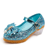 Children Shoes Girls High Heel Princess Dance Sandals for Kids Glitter Soft Leather Party Dress Wedding Mart Lion Blue 26 (insole 16.2cm) 