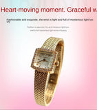 Women Gold Watches Mini-square Diamond-encrusted Wheat Ear Gold Ladies High-end Mart Lion   