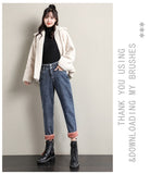 Winter Women Fleece Jeans High Waist Velvet Thickening Keep Warm Loose Harlan Pants Female Denim Trousers Mart Lion   