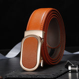 Classic Leather Belt Men's And Women Leather Automatic Buckle Belt Casual Trend Multi-Color Luxury Mart Lion Orange China 80CM Europe65