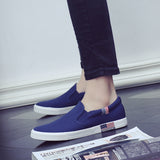 Men's Shoes Casual Canvas Summer Slip-on Unisex Sneakers Flats Breathable Light Black Lovers Shoes Footwear Mart Lion A001blue 35 