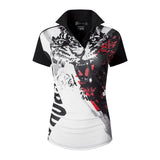 jeansian Style Women Casual Short Sleeve T-Shirt Floral Print Polo Golf Polos Tennis Badminton Black Mart Lion SWT259-Black US M China