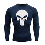 MMA Compression Sport suit Men's thermal underwear sets 1-3 piece Tracksuit Jogging suits Quick dry Winter Fitness Base layer Mart Lion Navy T-shirt L 