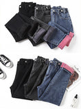  Clothes Pink Fleece Jeans Women Winter Boyfriend Denim Pants Casual Classic Female Harlan Trousers Mart Lion - Mart Lion