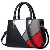 ladies shoulder bag stitching solid color PU leather handbags female classic large-capacity Mart Lion black  