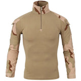 Military Tactical T-Shirt Quick-Drying Long Sleeve Camouflage Shirts Hunting Camping Hiking Tees Tops Combat Clothing Mart Lion three desert L 