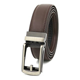 3.1cm Width Thin Designer Men's Belt Cow Genuine Leather Automatic Buckle Belt for Jeans Black White Blue Yellow Red Brown Mart Lion Dark Brown 100cm 