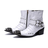 Autumn Austomized Serpentine Men's Boots Bar Party Personality Medium Tip Luxury Model Martins Singer Rivet Leather Mart Lion White 38 China