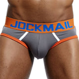 Men's Underwear Briefs Jockstrap Pouch Cuecas Cotton Stripe Panties Thongs Underpants Mart Lion JM313GRAY M(27-30 inches) 