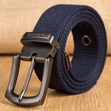 Military Tactical Canvas Belt for Men's Women Metal Pin Detachable Buckle Waist Strap Belts for Jeans ceintures 130 140 150 160cm Mart Lion Dark blue 100cm(waist80-85cm 