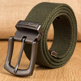 Military Tactical Canvas Belt for Men's Women Metal Pin Detachable Buckle Waist Strap Belts for Jeans ceintures 130 140 150 160cm Mart Lion ArmyGreen 100cm(waist80-85cm 