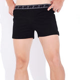 Summer Pajama Shorts Men's Casual Boxer Bottoms Underwear Home Sleep Panties Patchwork Straight Shorts Soft Breathable Underpants Mart Lion Black 1 S China