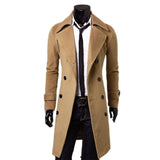 Trench Coat Men Autumn Jacket Self-Cultivation Solid Color Double-Breasted Jacket Mart Lion Khaki M 
