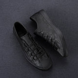 Luxury Low top Men's Vulcanize Shoes Autumn Leather Casual Shoes Korean Breathable Black lace-up Sneaker Mart Lion   