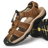Summer Genuine Leather Men's Sandals Leather Sandals for Men's Outdoor Beach Roman Shoes Casual Mart Lion   