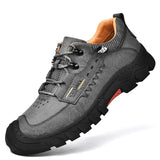 Winter Sport Red Men's Outdoor Sneakers With Fur Genuine Leather Trekking Shoes Non Slip Hiking chaussure homme