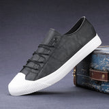 Luxury Low top Men's Vulcanize Shoes Autumn Leather Casual Shoes Korean Breathable Black lace-up Sneaker Mart Lion 9851 black white 39 