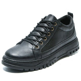 Men's Leisure Martin Small Leather Shoes Light Flat Work Clothes Non-slip Walking Four Seasons Mart Lion Black 39 