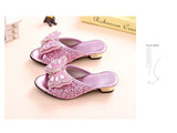 Girls Sandals Princess Slippers Summer Children Shoes Sequins Butterfly High Heels Casual Slip Leather Kids Mart Lion   