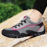 Outdoor Men's Hiking Shoes Couple Leather Trekking Sneakers Waterproof Non Slip Travel Camping Mart Lion   