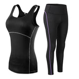Women Fitness Suit Sets Gym Sleeveless Vest + Pants Running Tights Workout Sportswear Yoga Leggings suit Mart Lion Black S 