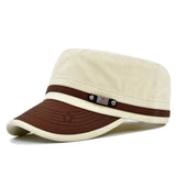 Cotton Women Military Hats Men's Cap Flat Top Adjustable Military Cap Baseball Caps  Adult Dad Hat Mart Lion Beige  
