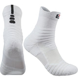 Professional Sports Cycling Sock Outdoor Performance Elite Basketball Fitness Running Athletic Compression Quarter Men Boy Mart Lion White S US 5-7 EU 31-38 