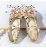 Children Princess Sandals Kids Girls Wedding Shoes High Heels Dress Bowtie Gold Leather Girls Casual Mart Lion   