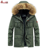 Winter Jacket Men's Cotton-padded Parkas Coats Multi-Pocket Streetwear Casual Workout Snow Overcoats Mart Lion   