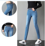  Women Winter Warm Skinny Jeans Pants Velvet Thick Trousers High Waist Elastic Middle Aged Mother Stretch Clothes Mart Lion - Mart Lion
