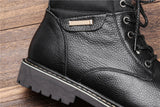 Genuine leather Men's Winter Shoes Handmade Warm Snow boots Full Grain Leather Winter Mart Lion   