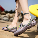 Summer Men's Hollow Out Hole Shoes All-Match Breathable Plastic Sands Seaside Wide Non-Slip Beach Upstream Shoes Mart Lion   