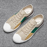 Men Colorblock Canvas Shoes Breathable Casual Loafers Soft Outdoor Flat Lace-Up Mart Lion   