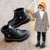 Autumn Winter Kids Boots For Boys Children Sneakers Plush Warm Kids Snow Genuine Leather School  Mart Lion