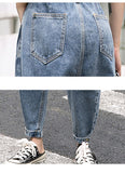 Women`s Clothes Jeans High Waist Harem Pants Loose Vintage Blue/Gray Mom Cropped Pants Boyfriend Streetwear Mart Lion   