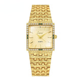 Ladies Watch Stainless Steel Band Diamond Diamond Green Square Dial Gold Mart Lion SB2021102827-2  