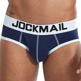 Men's Underwear Briefs Jockstrap Pouch Cuecas Cotton Stripe Panties Thongs Underpants Mart Lion JM339NAVY M(27-30 inches) 