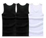 3pcs/lot Cotton Men's Underwear Sleeveless Tank Top Solid Muscle Vest Undershirts O-neck Gymclothing T-shirt vest Mart Lion 2hei1bai L 