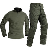 Men's Tactical Camouflage Sets Military Uniform Combat Shirt+Cargo Pants Suit Outdoor Breathable Sports Clothing Mart Lion Army Green S 
