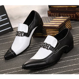 Summer Men Youth Office Elegant Pointed toe Leather shoes British formal Wedding Mart Lion Black white 36 